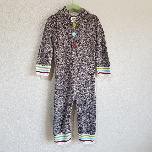 Sock Monkey Baby Sweater Romper - Picture 1 of 6